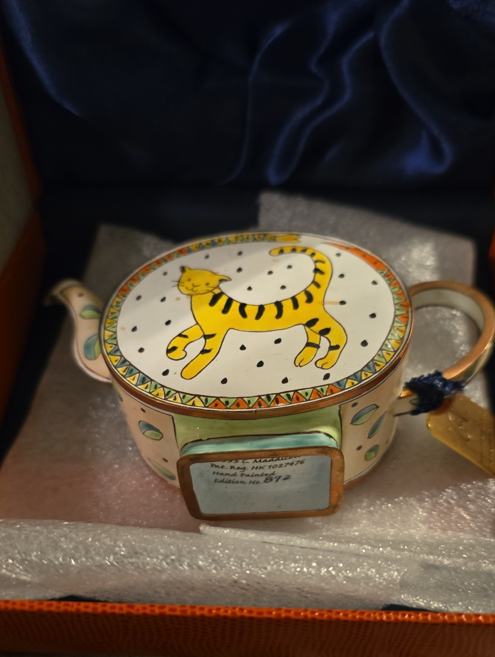 Hand-Painted Yellow Cat Decorative Home Art Trinket Box